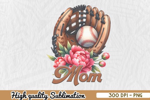 Baseball Mom Glove with Flower Graphics & Crafts