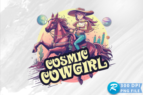 Cosmic Cowgirl PNG: Graphics for Crafts