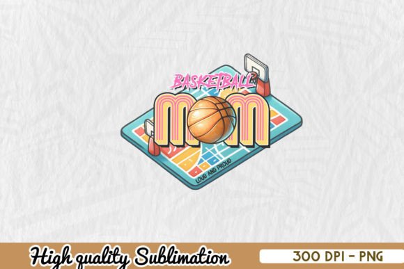 Retro Basketball Mom PNG: Graphics for Crafts