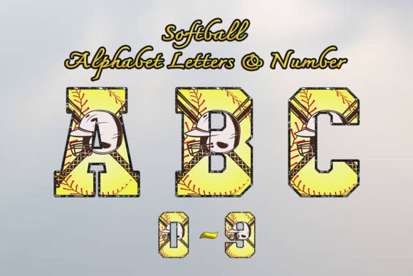 Softball Alphabet Digital: Fresh Graphics for Crafts