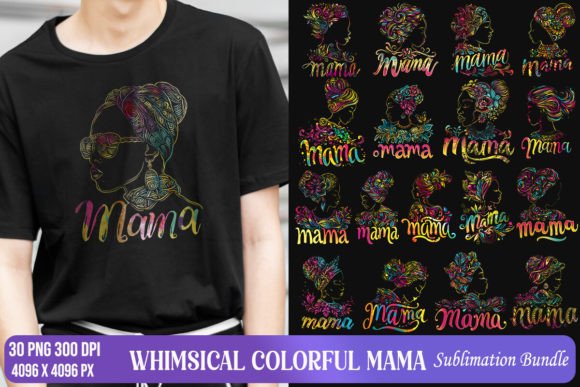 Whimsical Colorful Mama Graphics for Crafts